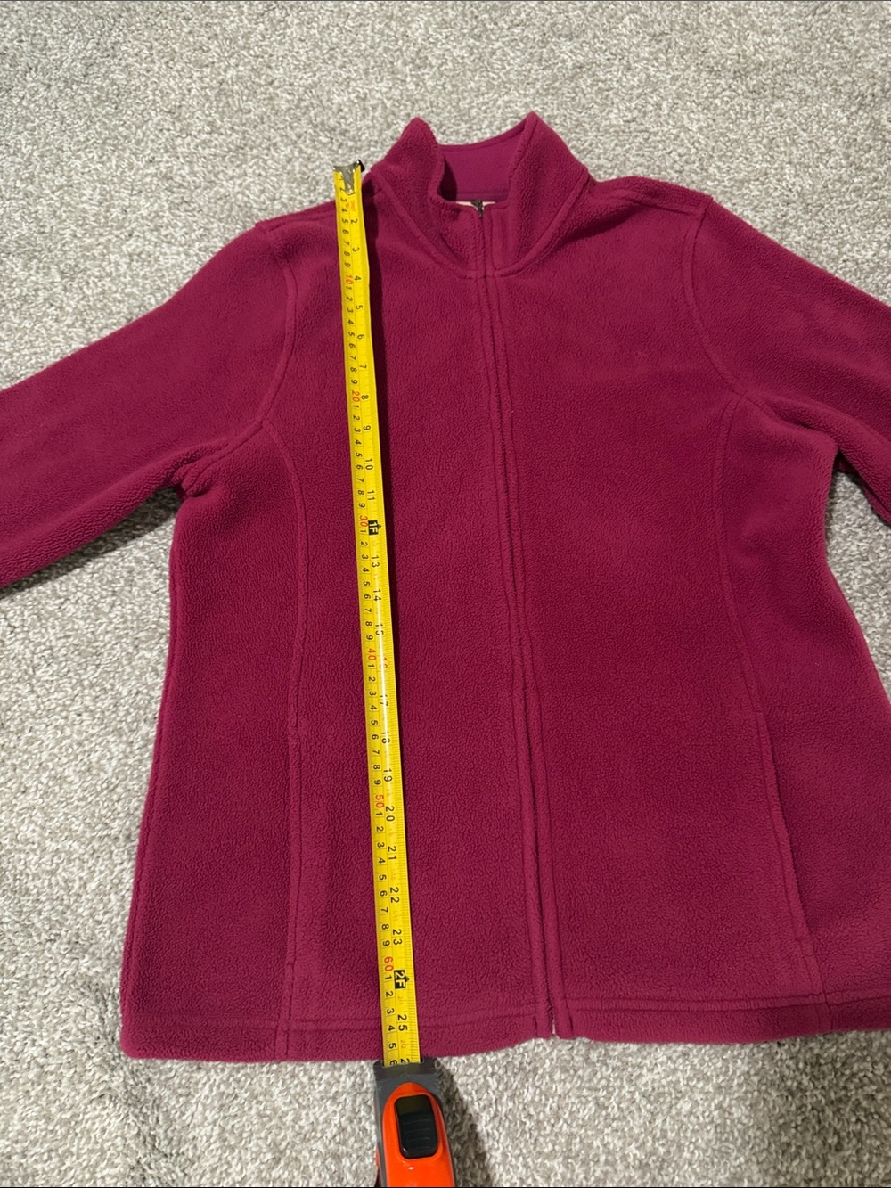 L.L. Bean Women's Full-Zip Fleece Jacket Magenta Purple Mock Neck - Picture 2 of 5